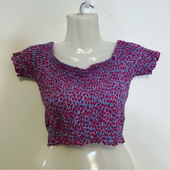 ◾️3/$25 Topshop Shirred Floral Bardot Off The Shoulder Smocked  Top - Picture 5 of 8